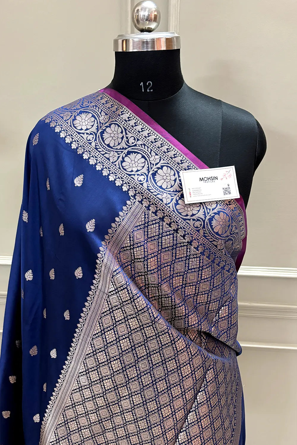 Navy Blue Zari Banarasi Silk Saree