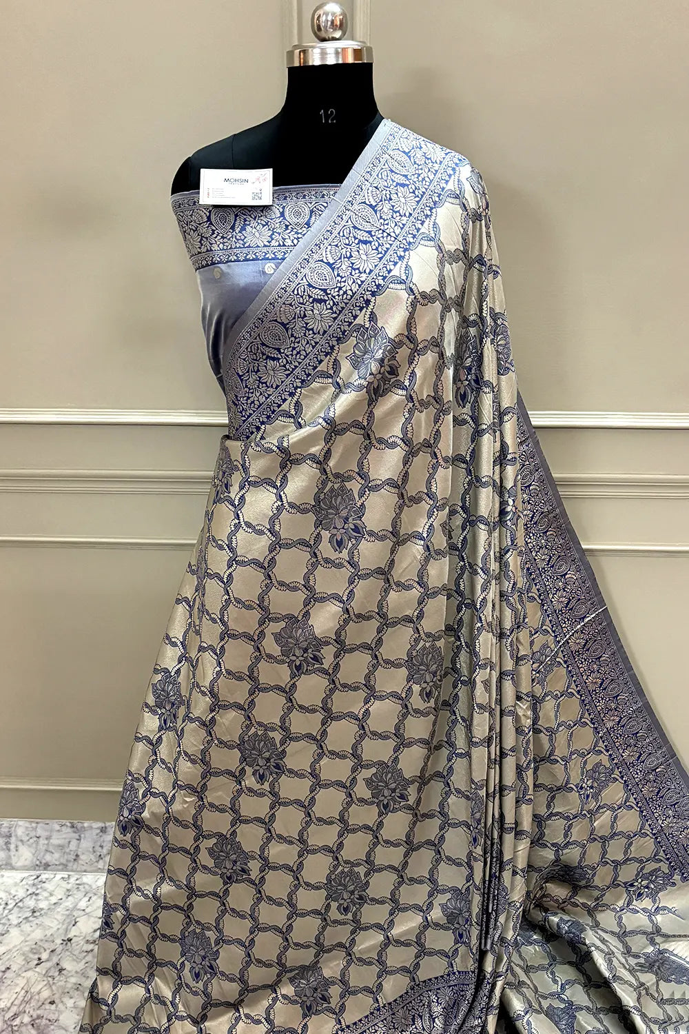 Navy Blue Zari Banarasi Silk Saree