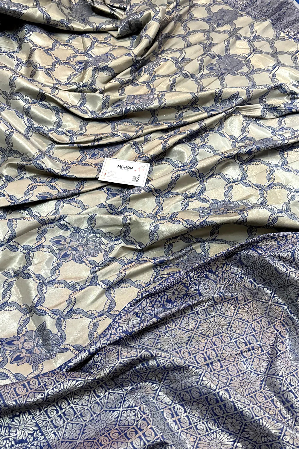 Navy Blue Zari Banarasi Silk Saree