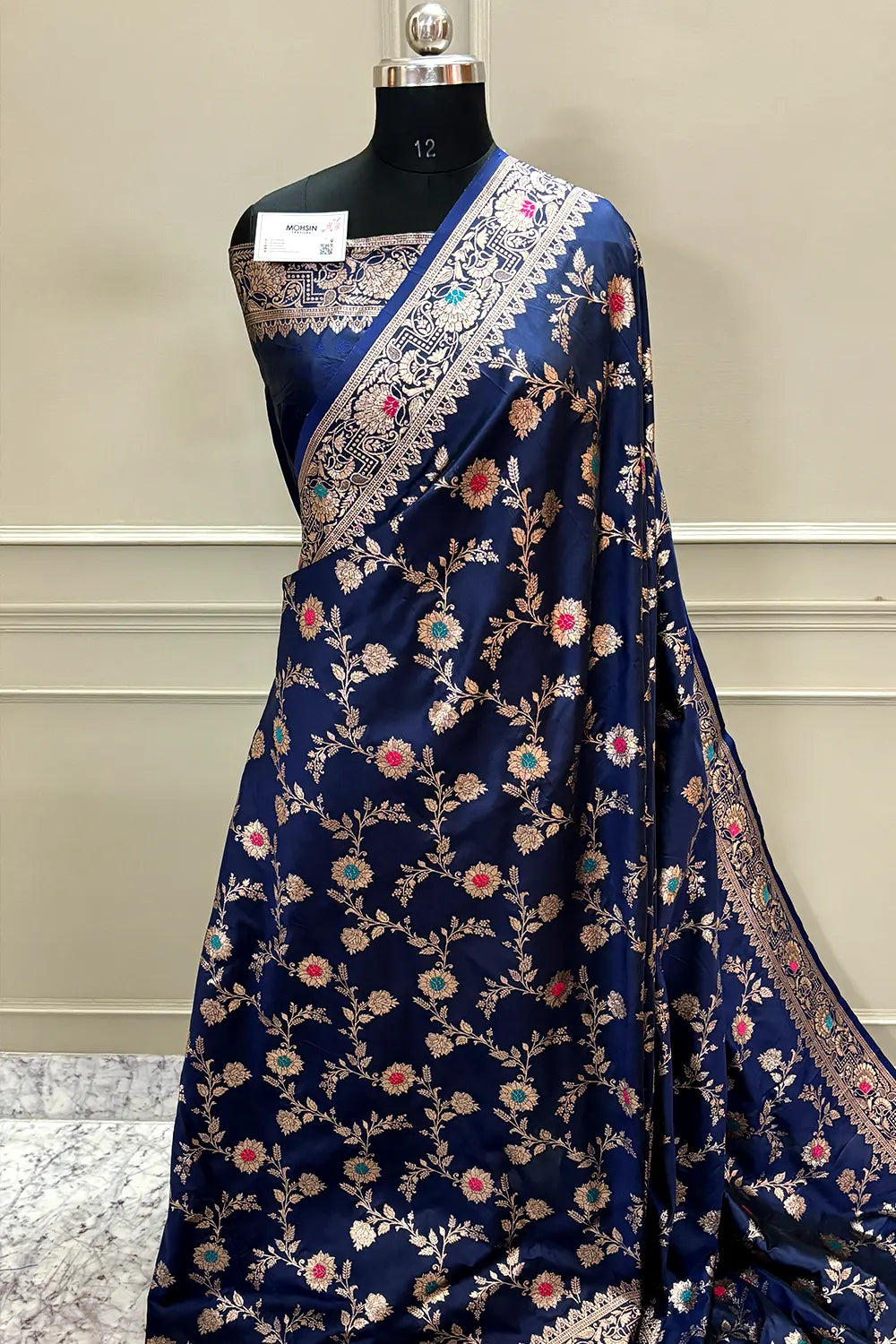 Navy Blue Zari Banarasi Silk Saree