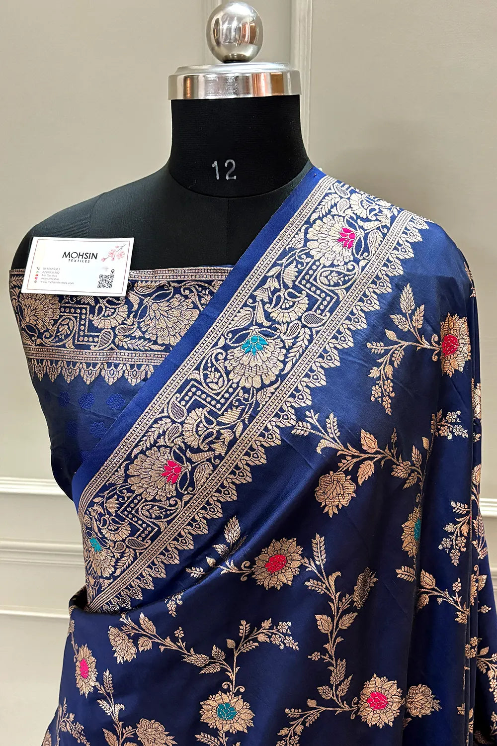 Navy Blue Zari Banarasi Silk Saree