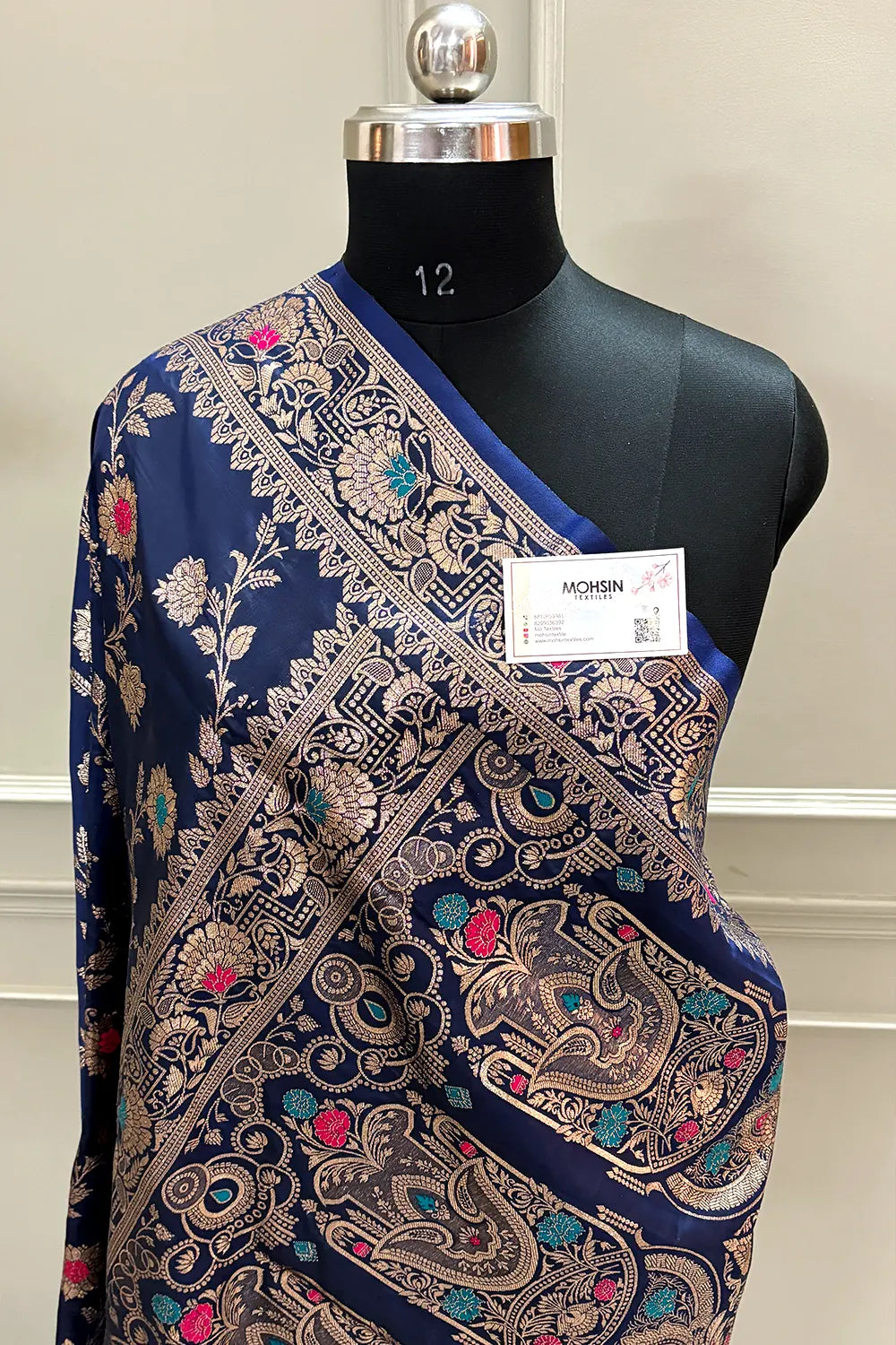 Navy Blue Zari Banarasi Silk Saree