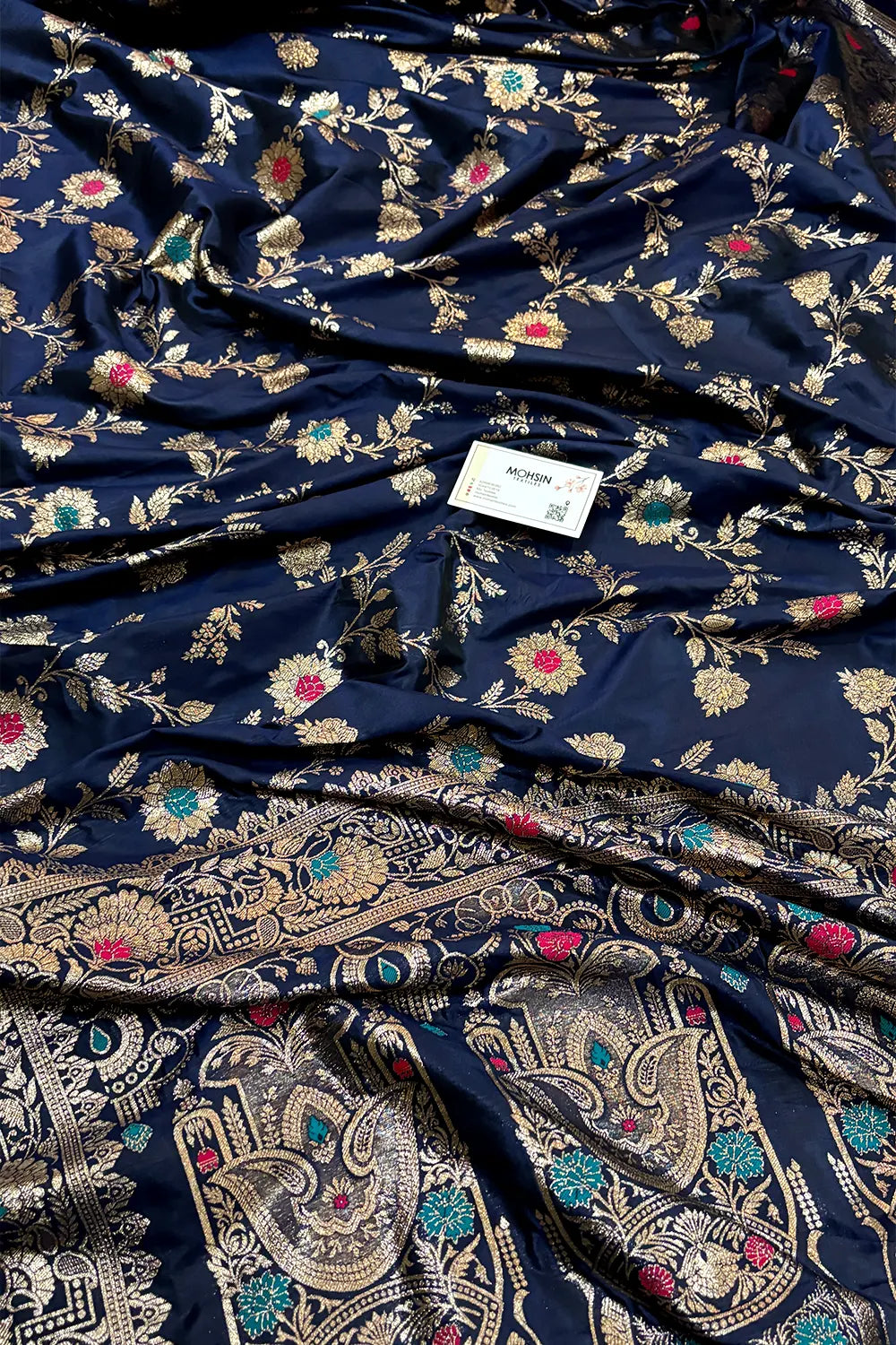 Navy Blue Zari Banarasi Silk Saree