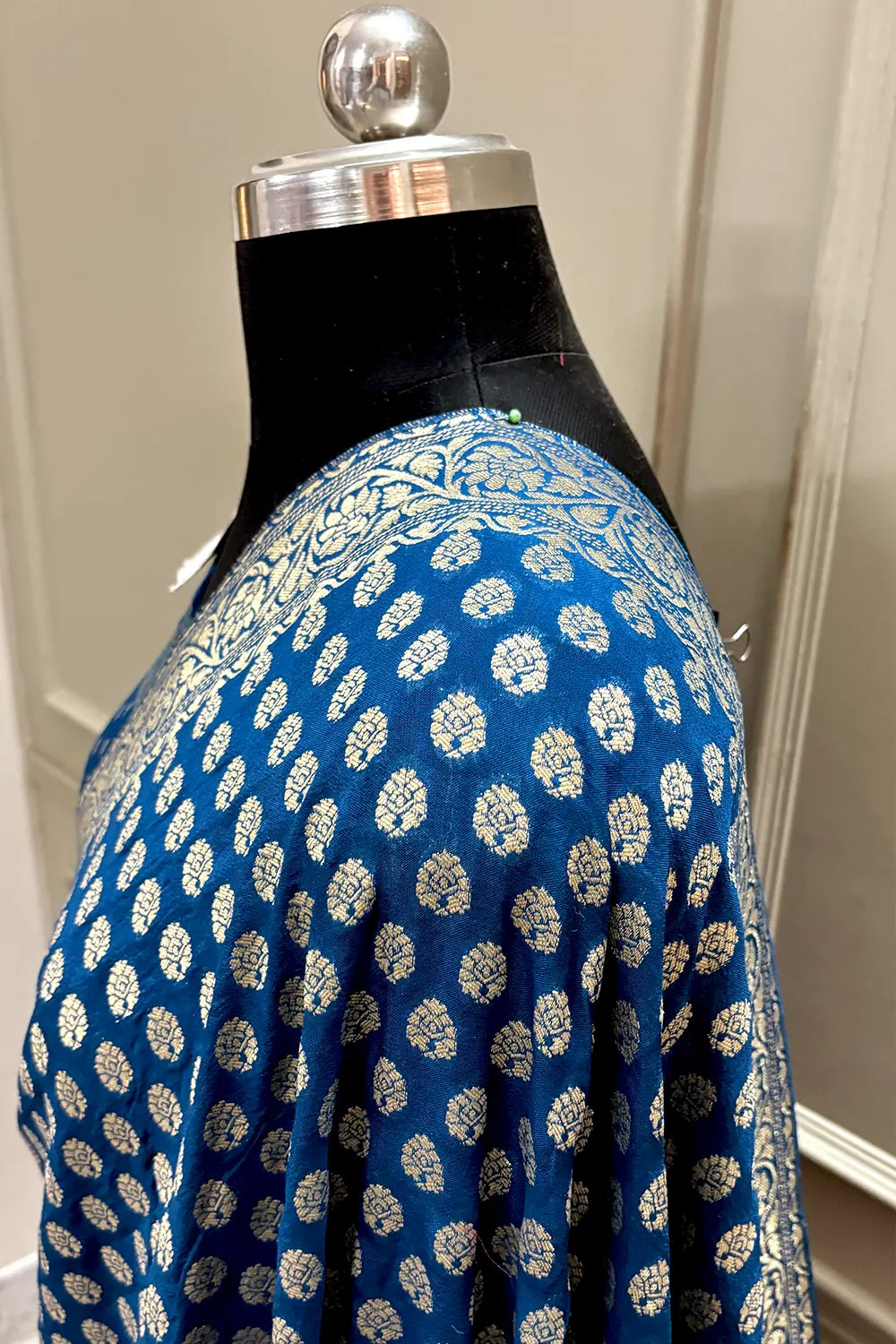 Navy Blue Zari Georgette Silk Banarasi Saree