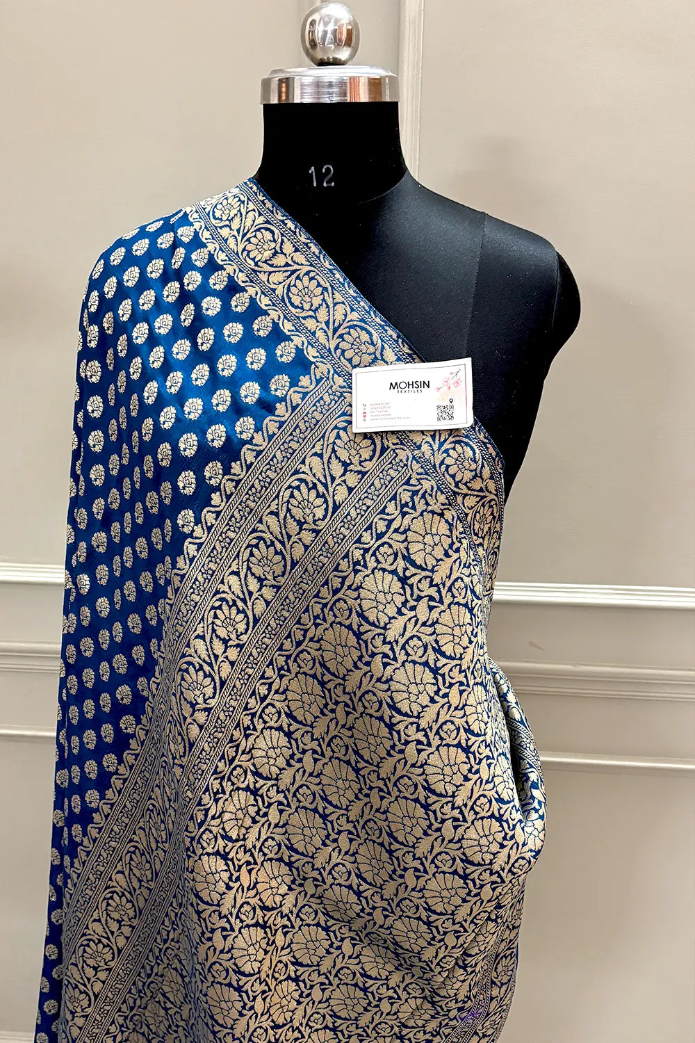 Navy Blue Zari Georgette Silk Banarasi Saree