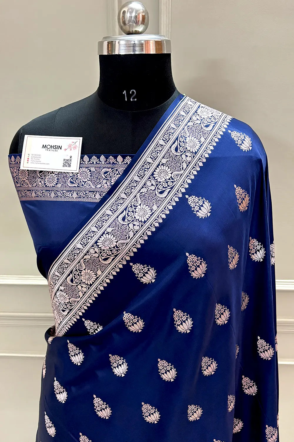 Navy Blue Zari Katan Silk Banarasi Saree