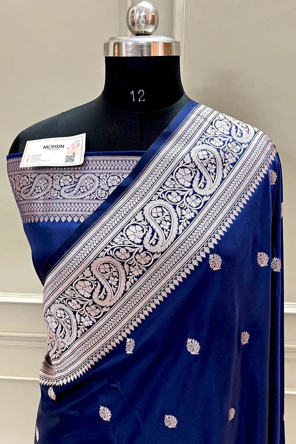 Navy Blue Zari Katan Silk Banarasi Saree