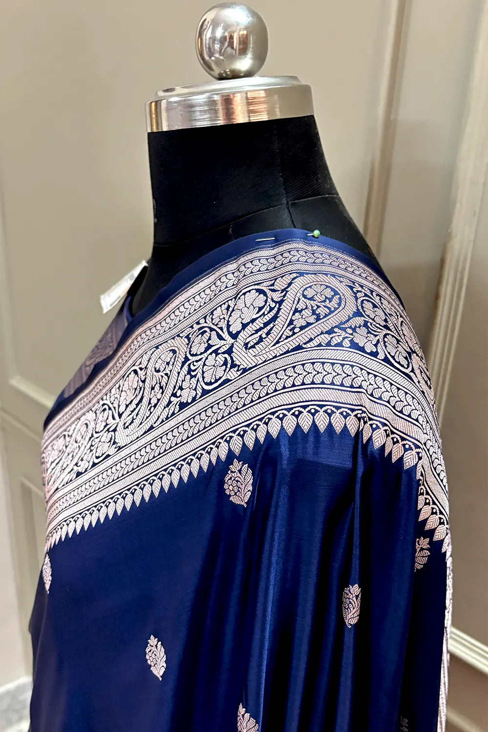 Navy Blue Zari Katan Silk Banarasi Saree