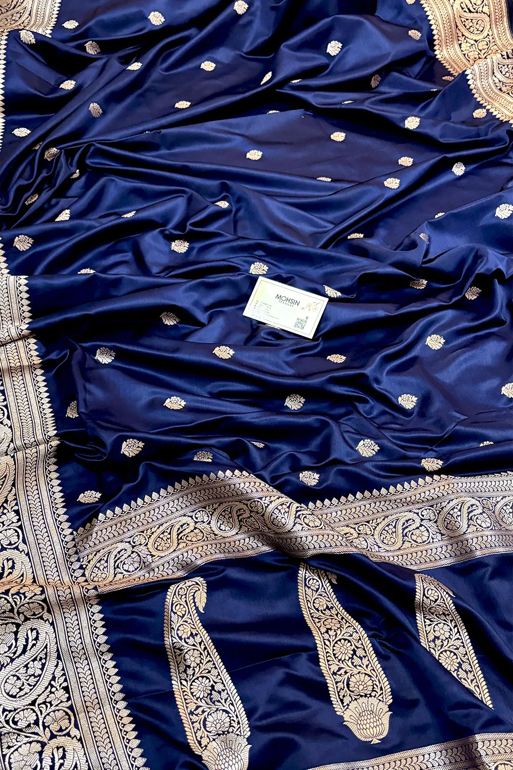 Navy Blue Zari Katan Silk Banarasi Saree