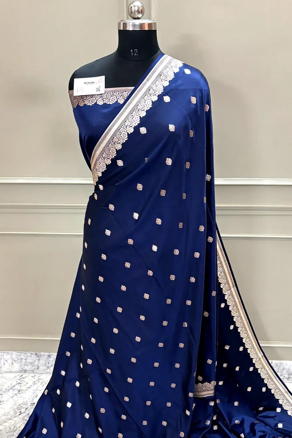 Navy Blue Zari Katan Silk Banarasi Saree