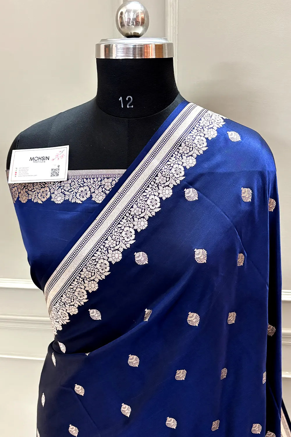 Navy Blue Zari Katan Silk Banarasi Saree