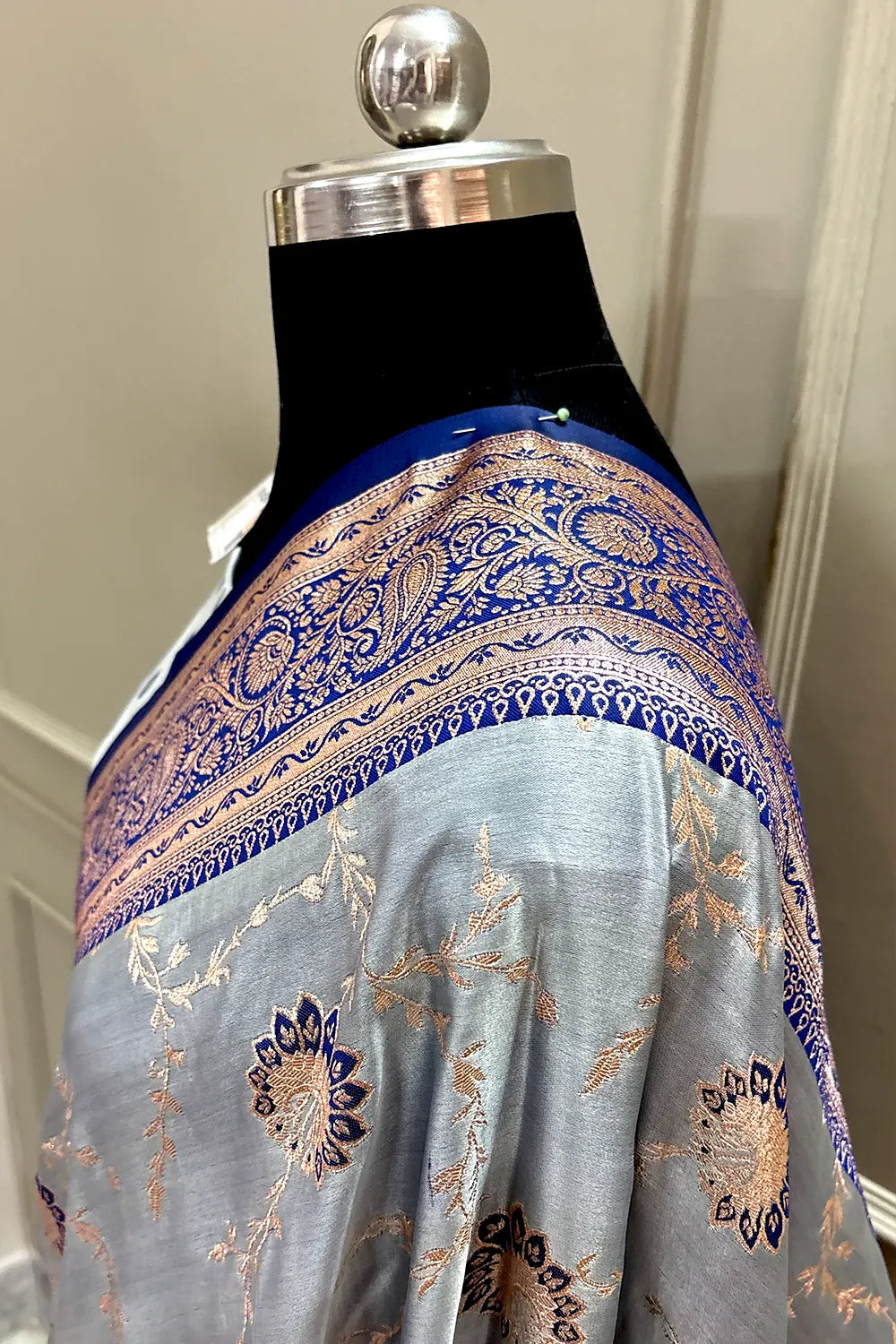 Navy Blue Zari Katan Silk Banarasi Saree