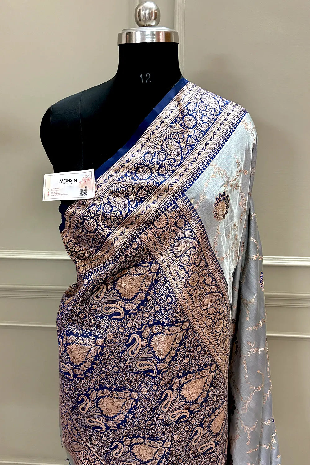 Navy Blue Zari Katan Silk Banarasi Saree