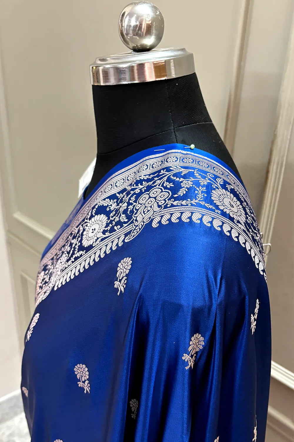 Navy Blue Zari Katan Silk Banarasi Saree