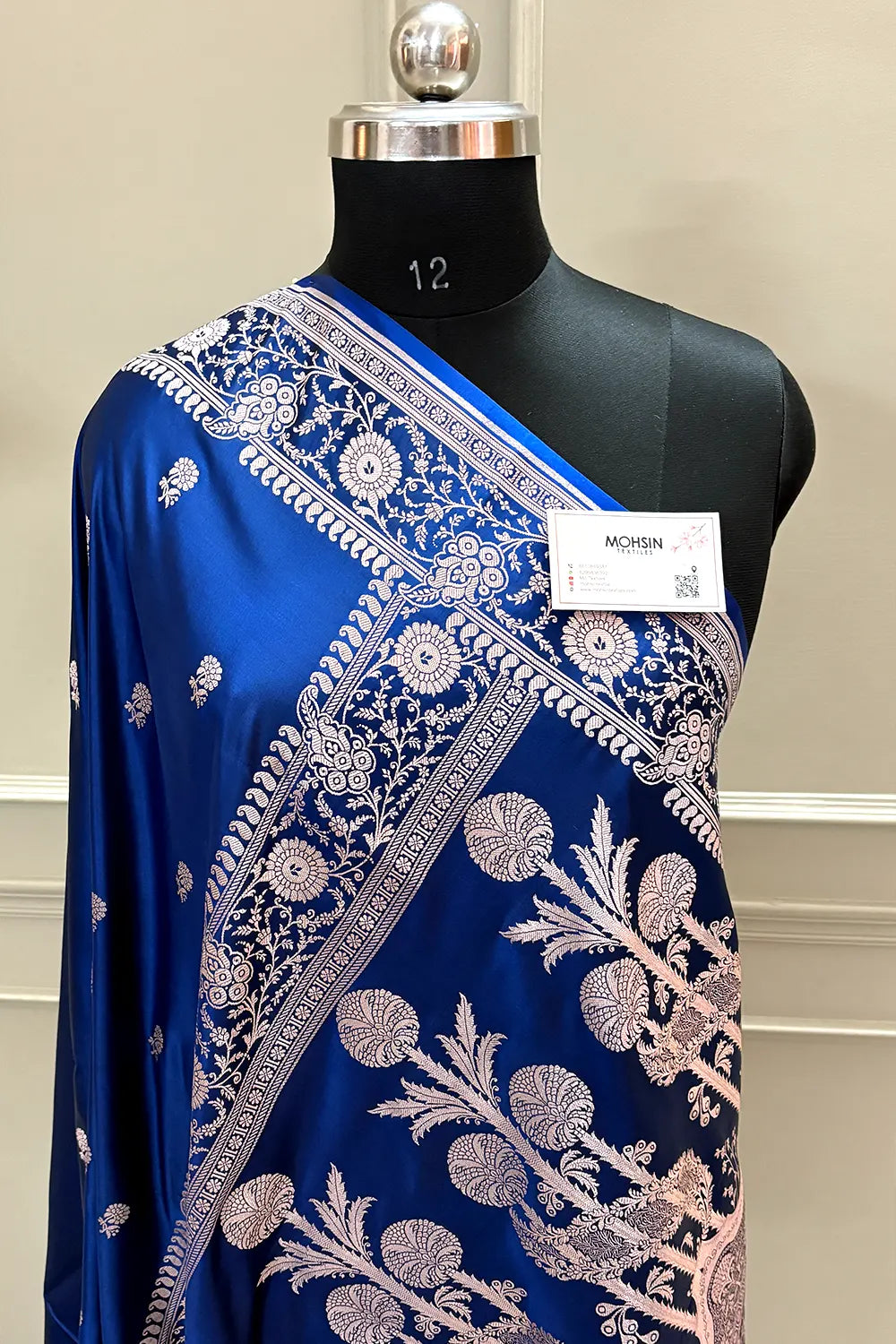 Navy Blue Zari Katan Silk Banarasi Saree