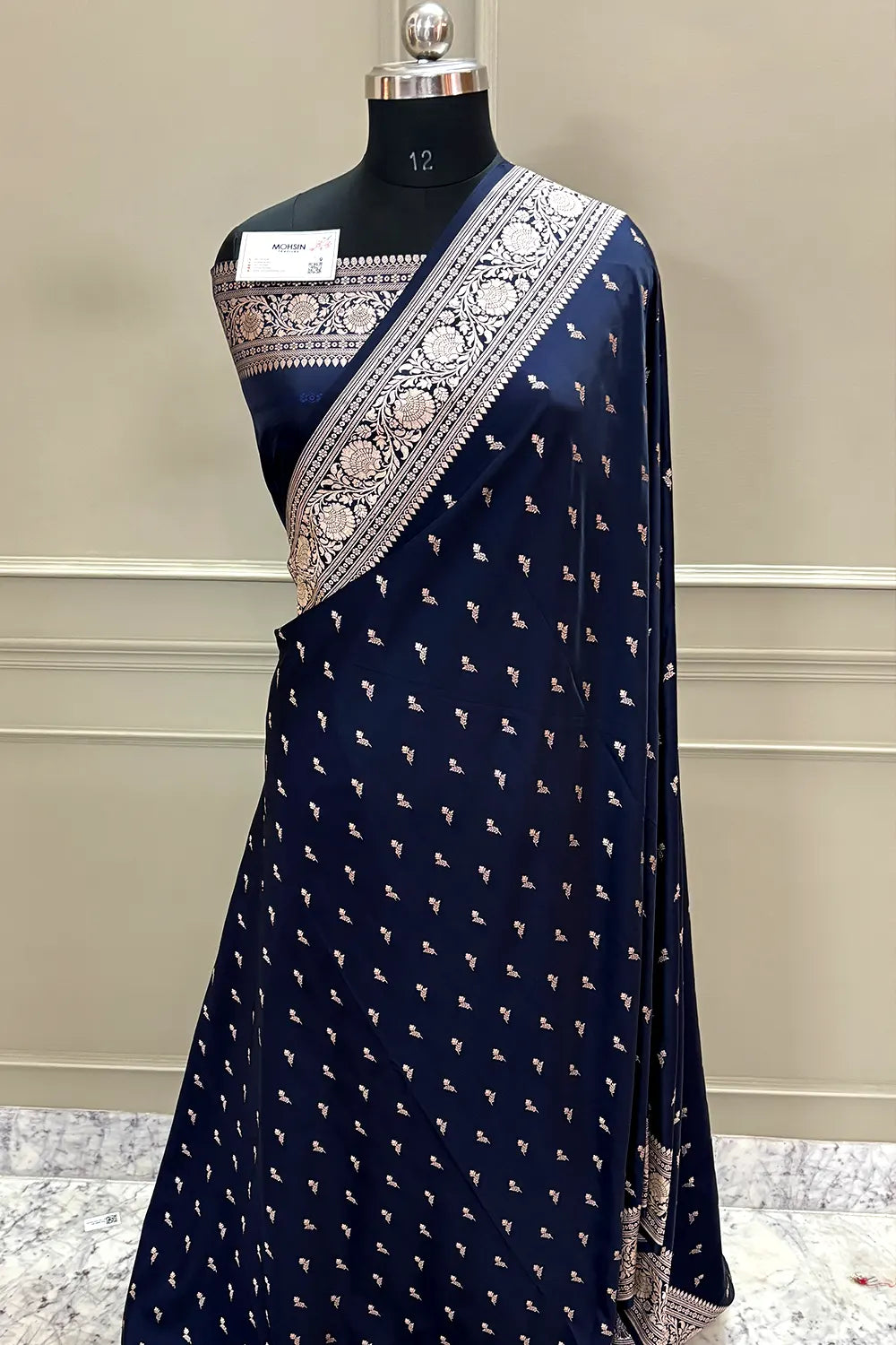 Navy Blue Zari Katan Silk Banarasi Saree