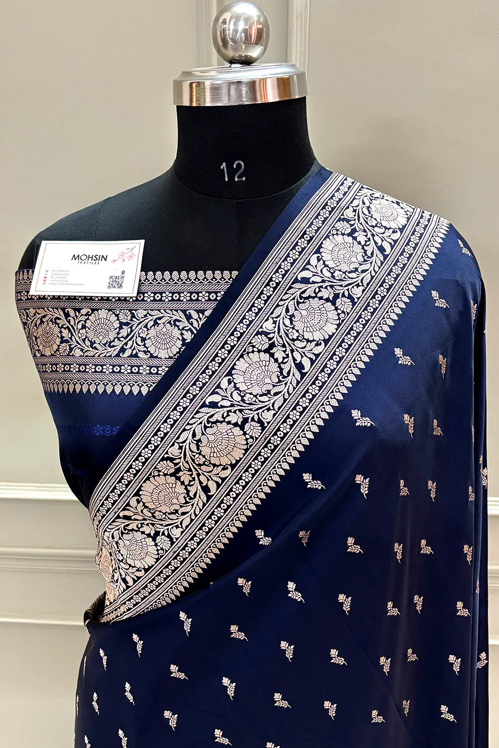 Navy Blue Zari Katan Silk Banarasi Saree