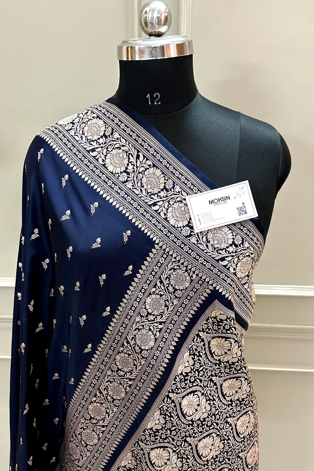 Navy Blue Zari Katan Silk Banarasi Saree