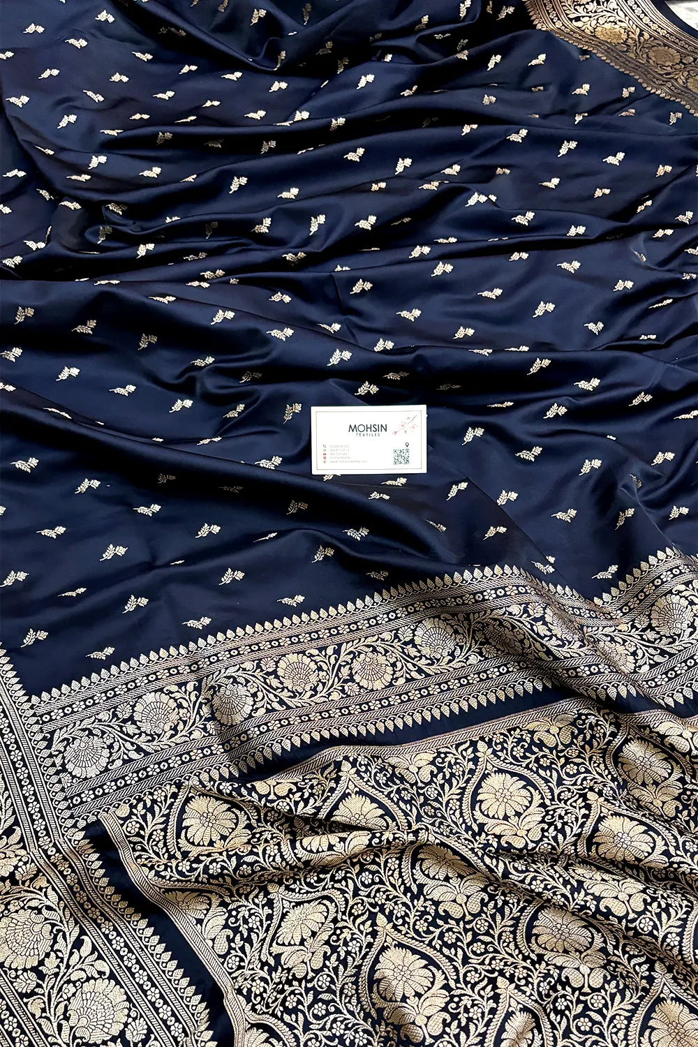 Navy Blue Zari Katan Silk Banarasi Saree