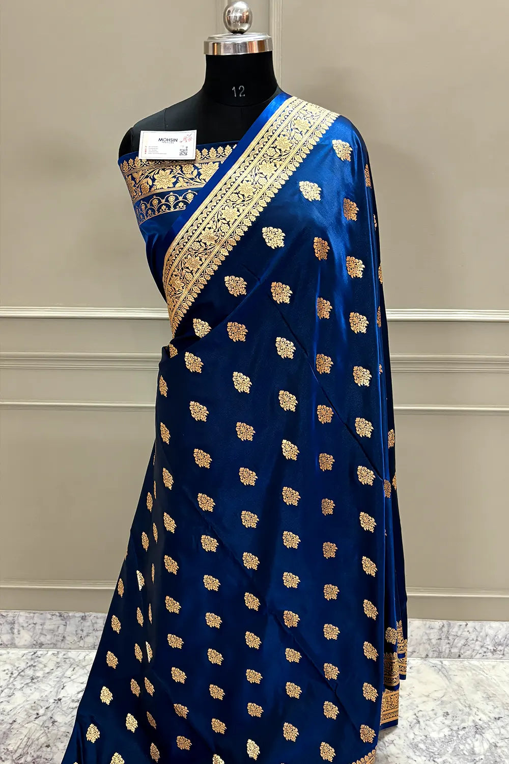 Navy Blue Zari Katan Silk Banarasi Saree