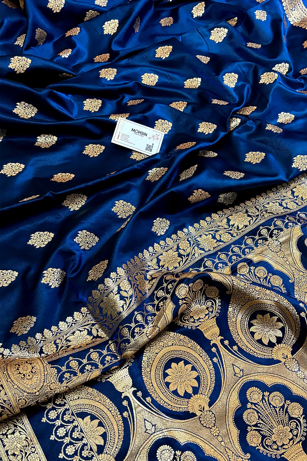 Navy Blue Zari Katan Silk Banarasi Saree
