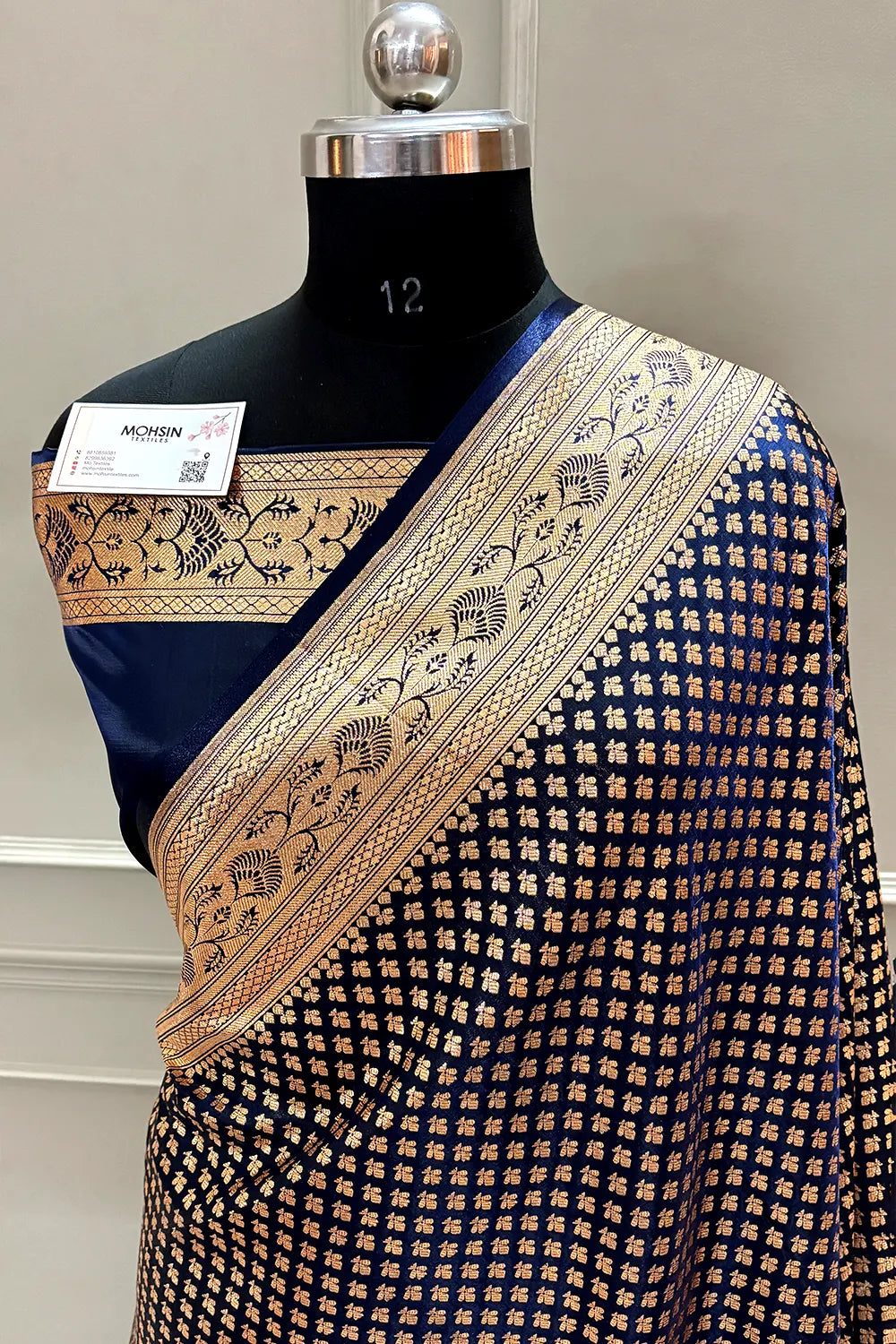 Navy Blue Zari Katan Silk Banarasi Saree