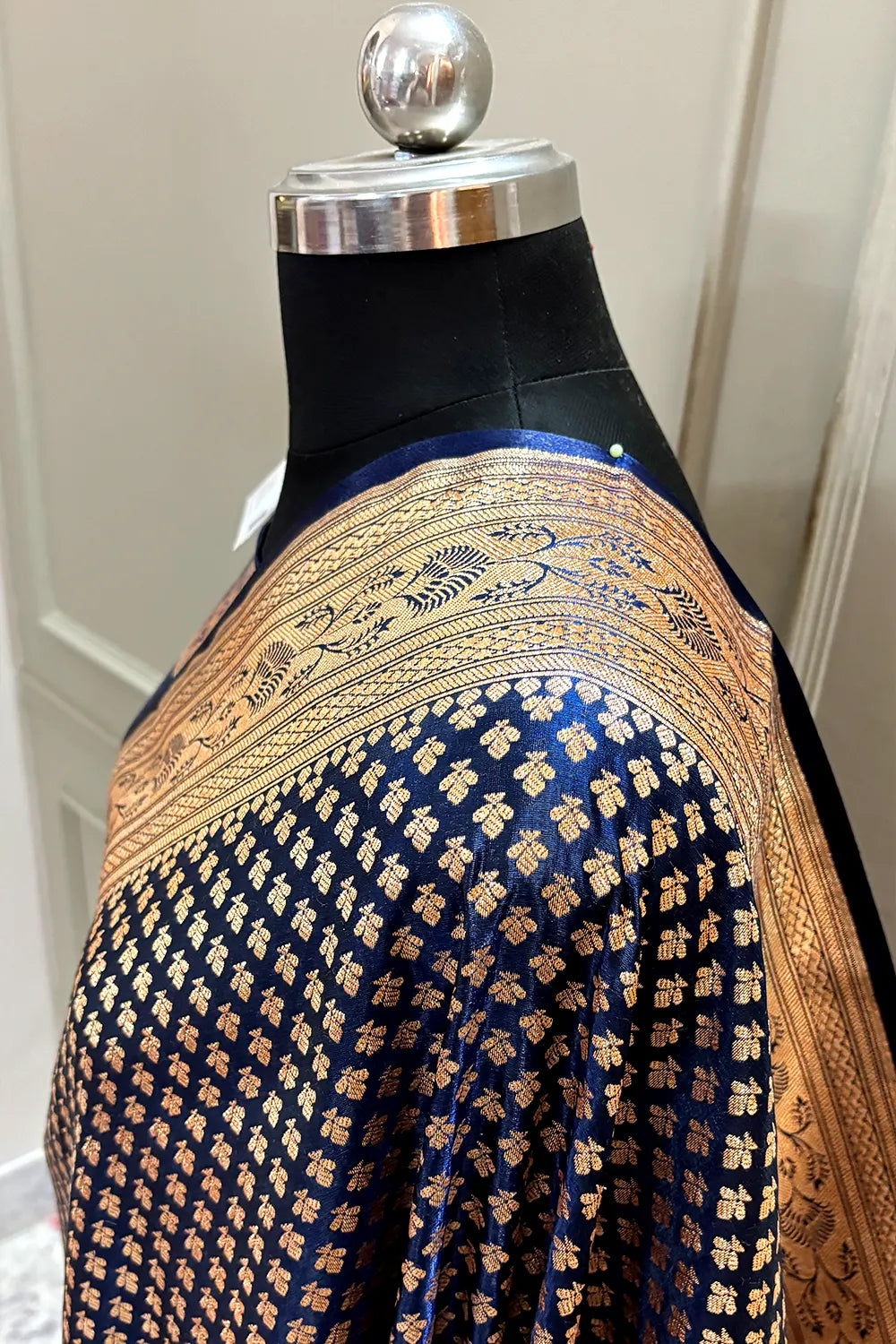 Navy Blue Zari Katan Silk Banarasi Saree