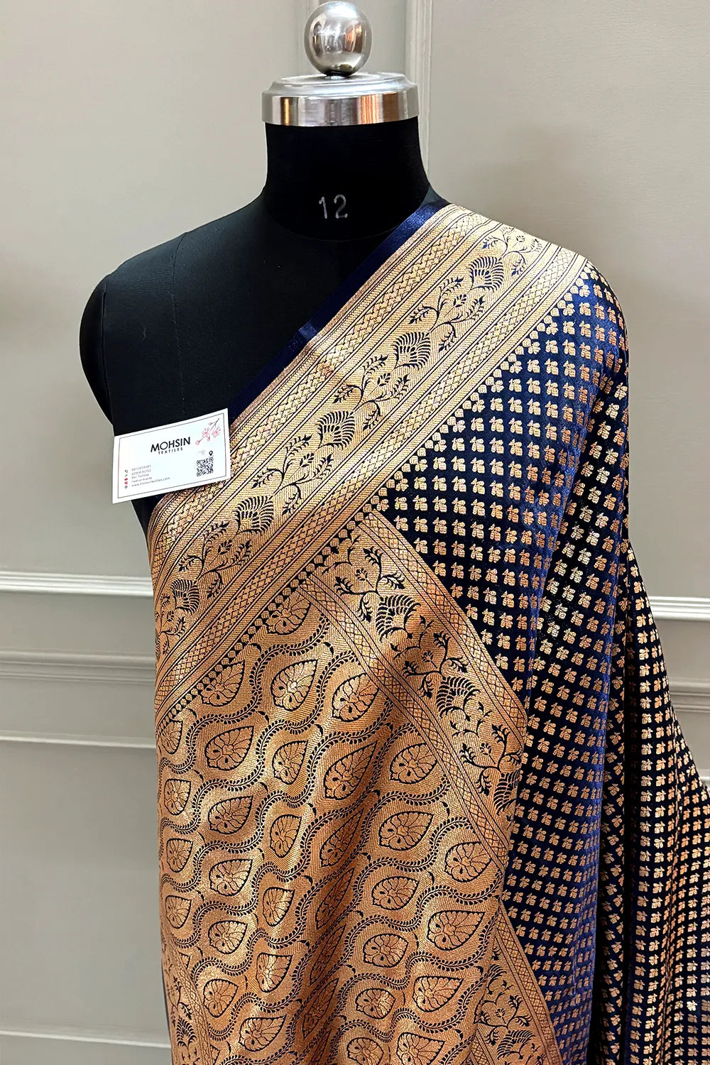 Navy Blue Zari Katan Silk Banarasi Saree