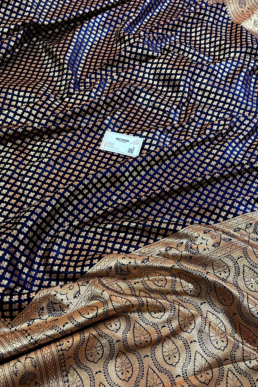 Navy Blue Zari Katan Silk Banarasi Saree