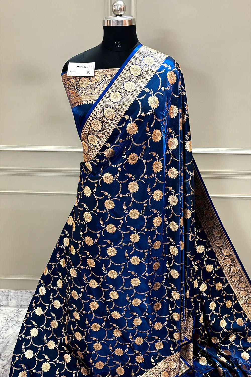 Navy Blue Zari Katan Silk Banarasi Saree