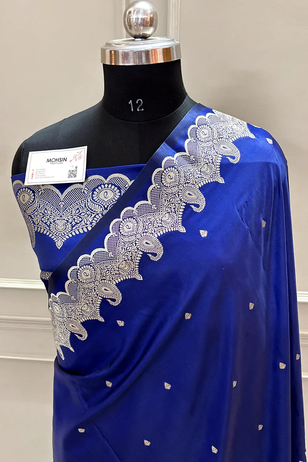 Navy Blue Zari Katan Silk Banarasi Saree