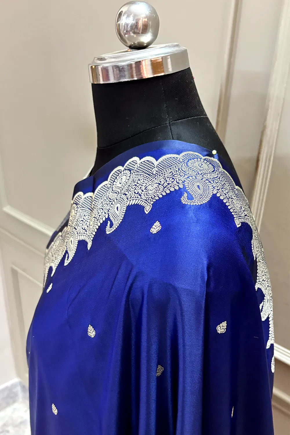 Navy Blue Zari Katan Silk Banarasi Saree