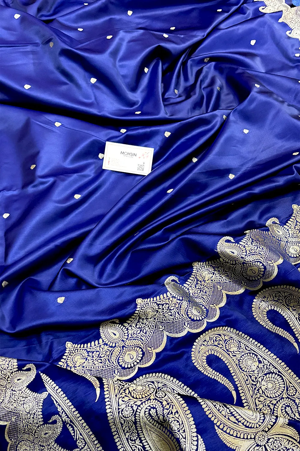 Navy Blue Zari Katan Silk Banarasi Saree