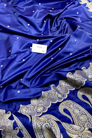 Navy Blue Zari Katan Silk Banarasi Saree