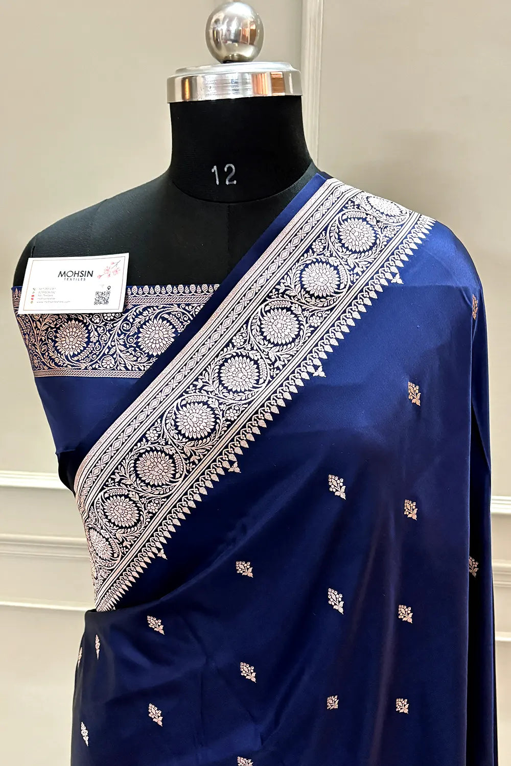 Navy Blue Zari Katan Silk Banarasi Saree