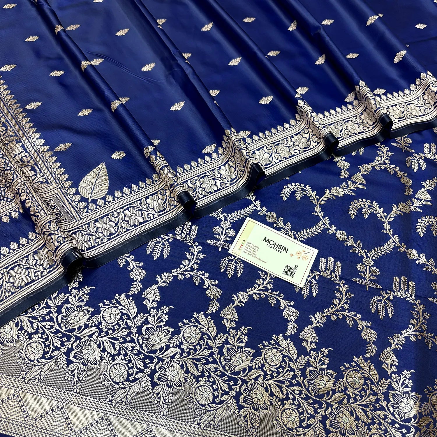 Navy Blue Zari Katan Silk Banarasi Suit