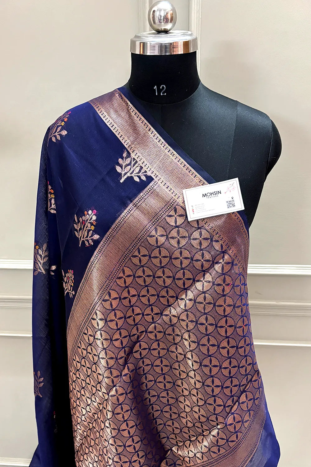 Navy Blue Zari Resham Banarasi Silk Saree