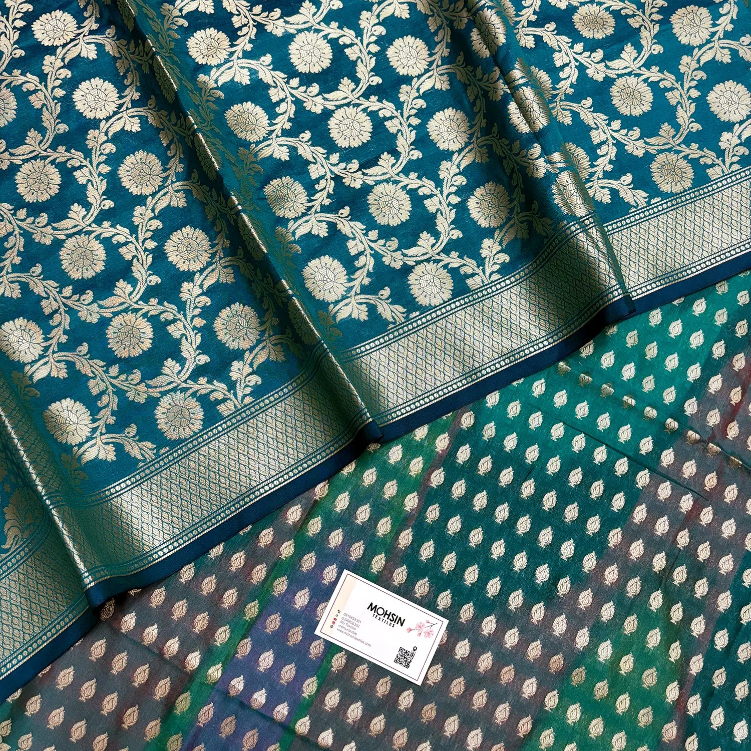 Navy Teal Guldaan Agni Rangkaat Katan Silk Banarasi Suit