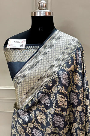 Nita Ambani Grey Katan Silk Banarasi Saree