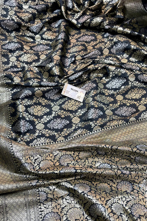 Nita Ambani Grey Katan Silk Banarasi Saree