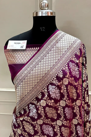 Nita Ambani Purple Katan Silk Banarasi Saree