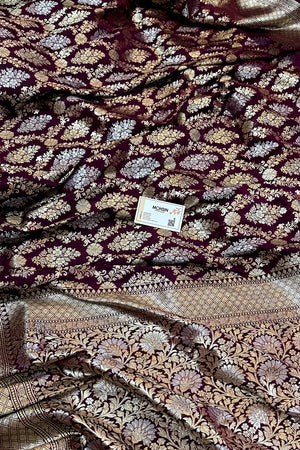 Nita Ambani Purple Katan Silk Banarasi Saree