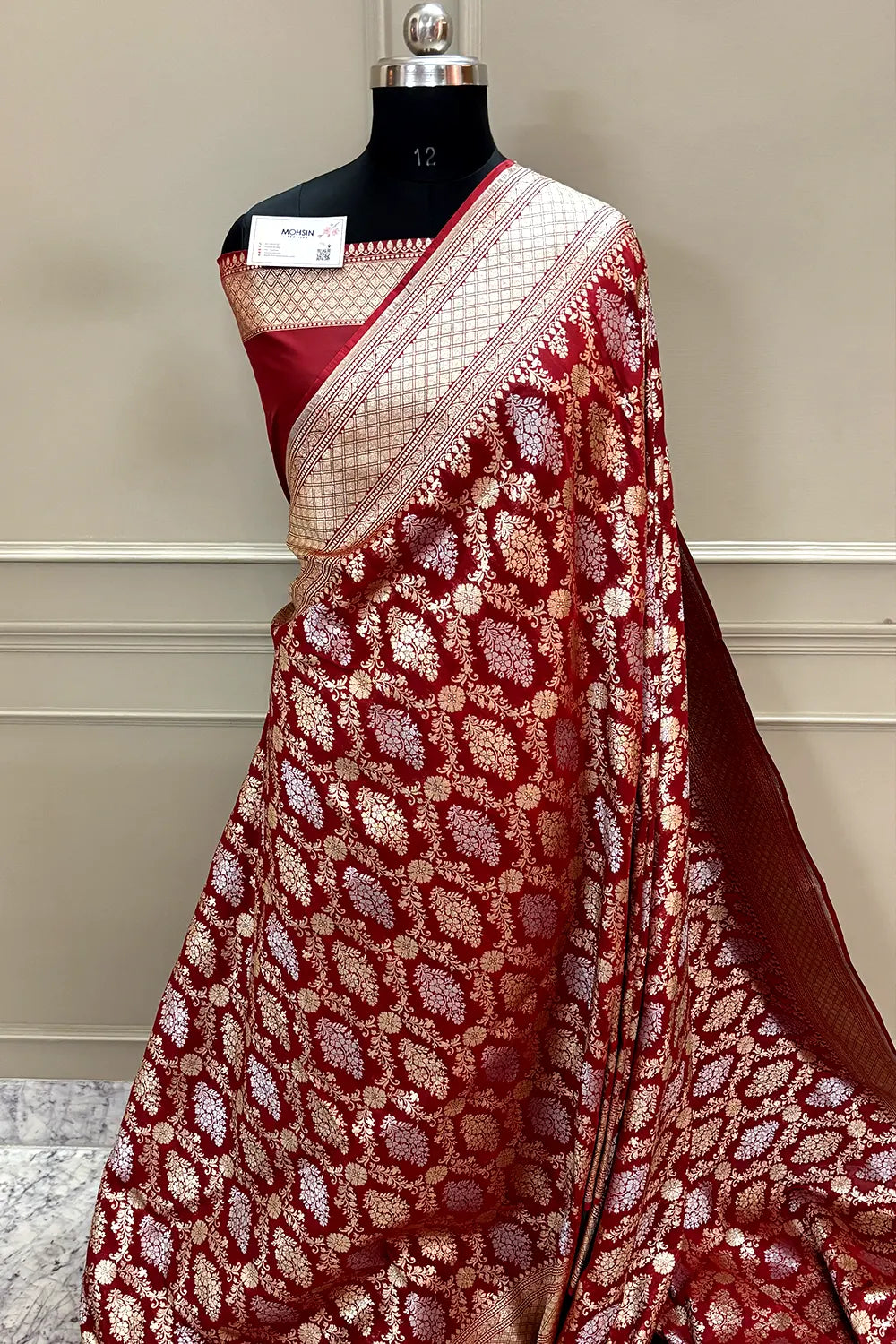 Nita Ambani Red Katan Silk Banarasi Saree