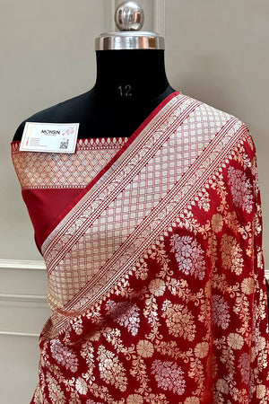 Nita Ambani Red Katan Silk Banarasi Saree