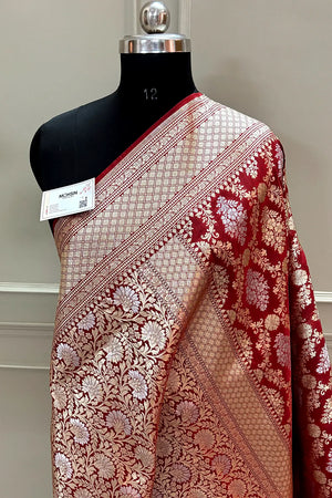 Nita Ambani Red Katan Silk Banarasi Saree