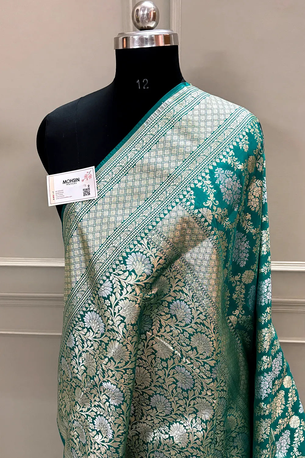 Nita Ambani Teal Katan Silk Banarasi Saree