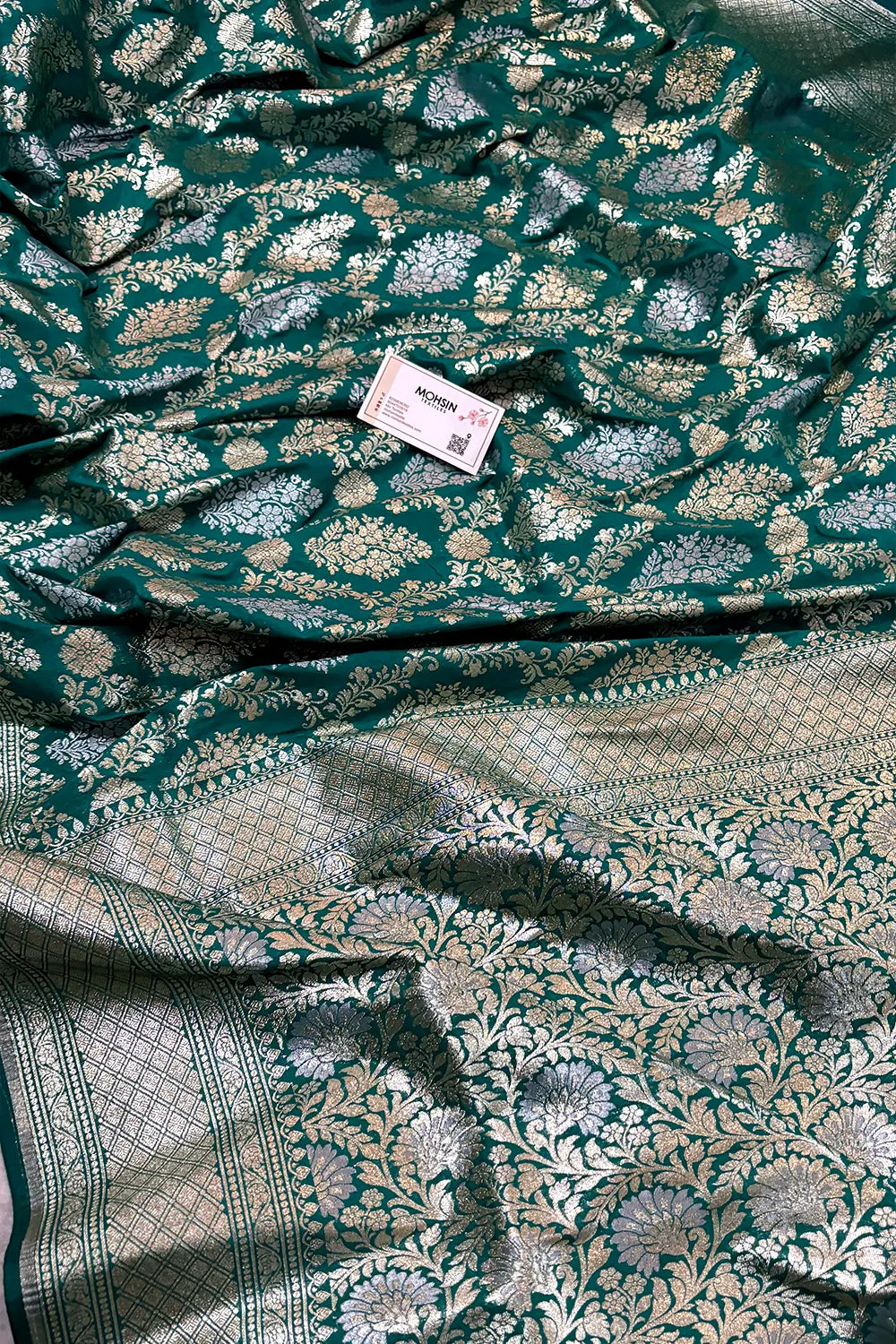 Nita Ambani Teal Katan Silk Banarasi Saree