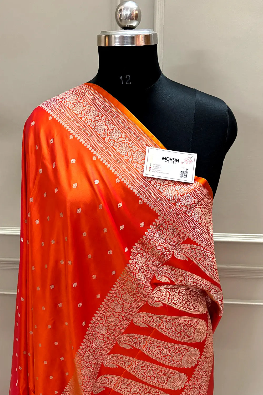 Orange Chitrani Buti Katan Silk Banarasi Saree