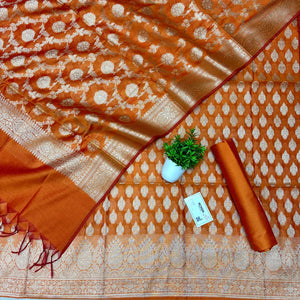 Orange Dracula Buta Banarasi Silk Suit