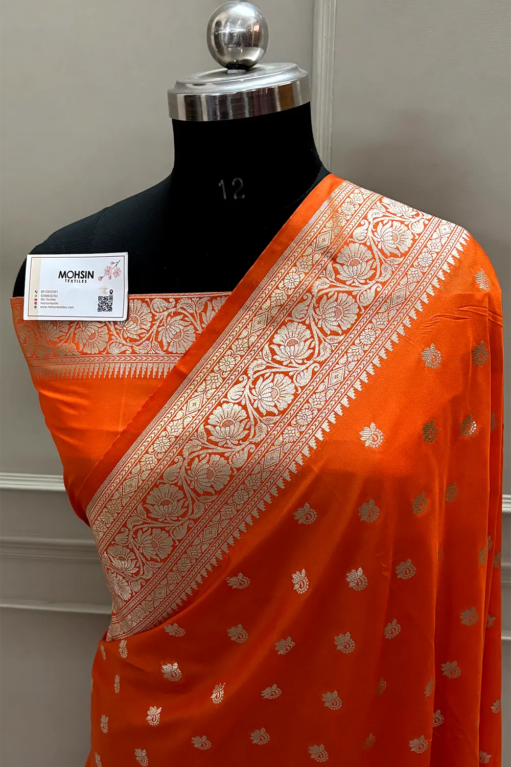 Orange Ghonga Buti Katan Silk Banarasi Saree